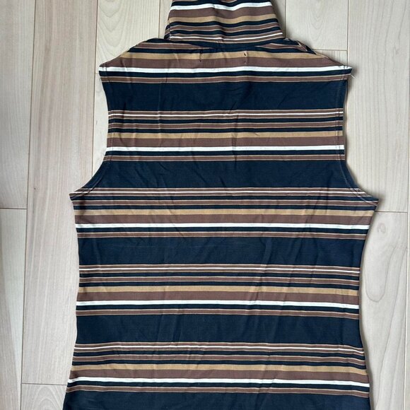 Zara Knitwear Striped Sleeveless Turtleneck – Stretch Fit, Retro Neutrals - Picture 5 of 7